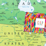 Gap gift card on map of Canada/US Border